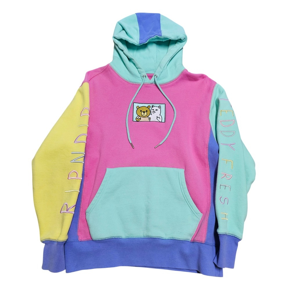 RipnDip X Teddy Fresh Hoodie Size S‎ Pastel Color Block Embroidered Logo